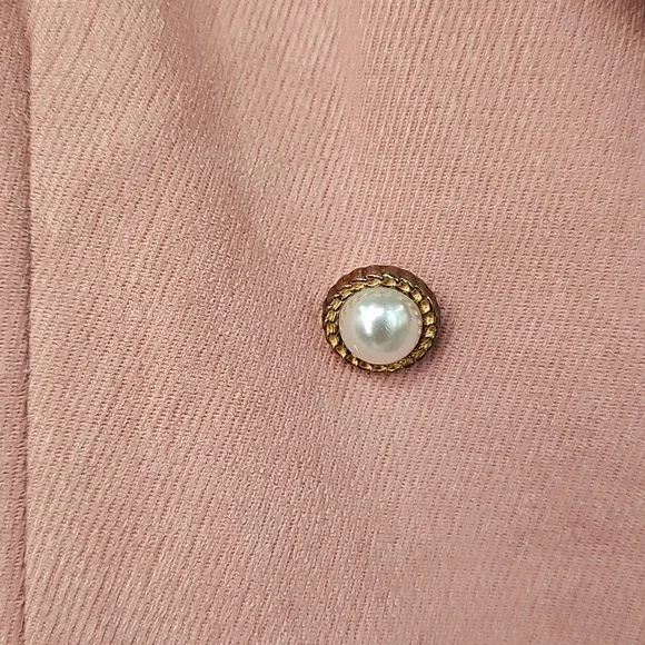 Elegant Salmon Pink Corduroy Double Breast Puff Sleeved Mermaid‎ Hem Dress - Picture 8 of 14